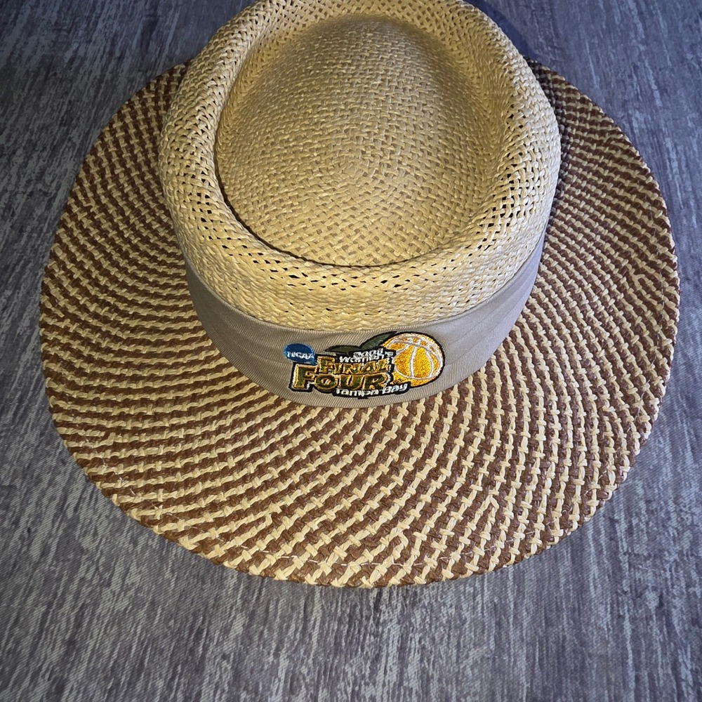 The‎ Game 2008 NCAA Womens Final Four Tampa Bay Straw Sun Hat Tan Wide Brim OSFM